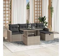 vidaXL Set Divano da Giardino 6pz con Cuscini Grigio Chiaro Polyrattan