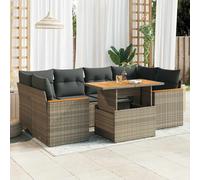 DIVANO DA GIARDINO VIDAXL 6 pz con Cuscini Grigio Polyrattan Acacia - 3327455