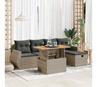 vidaXL Set Divano da Giardino 6pz con Cuscini Grigio Polyrattan Acacia