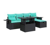 vidaXL Set Divano da Giardino 6pz con Cuscini Grigio Polyrattan Acacia, Set Divano da Patio, Set Divano in Rattan PE, Set arredo da Giardino