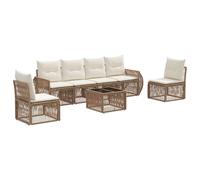 vidaXL Set di divani da giardino, 7 pezzi, beige e bianco crema, divano modulare moderno, resistente alle intemperie, ideale per conversazioni in giardino, patio