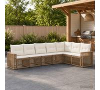 vidaXL Set Divano da Giardino 7 pcs Beige e Bianco Crema polyrattan
