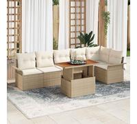 vidaXL Set Divano da Giardino 7 pcs Beige e Crema polyrattan