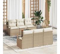 vidaXL Set Divano da Giardino 7 pcs Beige e Crema polyrattan