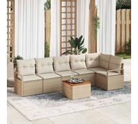 vidaXL Set Divano da Giardino 7 pcs Beige e Crema polyrattan