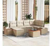 vidaXL Set Divano da Giardino 7 pcs Beige e Crema Polyrattan