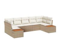 vidaXL Set di divani da Giardino da 7 Pezzi con Cuscini Beige in Rattan Sintetico. Perfetto per balconi, patii e Giardini. Include sezioni Lounge per Esterni e posti a Sedere modulari per Il Patio,