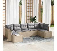vidaXL Set Divano da Giardino 7 pcs beige e grigio chiaro Poly Rattan