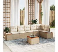 vidaXL Set Divano da Giardino 7 pcs beige e panna 319 x 154 x 85 cm