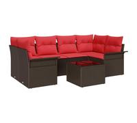 vidaXL Set Divano da Giardino 7 pcs Beige e Rosso polyrattan, Divano da giardino e terrazza, set moderno, leggero, resistente ai raggi UV, arredo per esterni