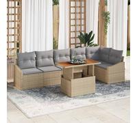 vidaXL Set Divano da Giardino 7 pcs Beige Poly Rattan