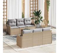 vidaXL Set Divano da Giardino 7 pcs Beige Poly Rattan