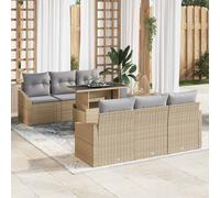 vidaXL Set Divano da Giardino 7 pcs Beige Poly Rattan