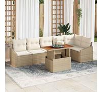 vidaXL Set Divano da Giardino 7 pcs Beige Poly Rattan