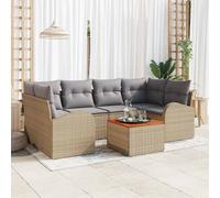 vidaXL Set Divano da Giardino 7 pcs Beige Poly Rattan