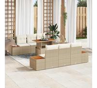 vidaXL Set Divano da Giardino 7 pcs Beige Poly Rattan