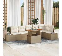 vidaXL Set Divano da Giardino 7 pcs Beige Poly Rattan