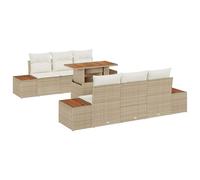 vidaXL Set da Salotto Esterno 7 Pezzi con Cuscini modulari Beige in polyrattan Resistente alle intemperie. Perfetto per Patio, Balcone o Giardino. Comodo da sedersi, Facile da Mantenere, Arredamento
