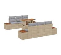 vidaXL Set di divani da Esterno 7 Pezzi con Cuscini modulari Beige e Grigio Chiaro. Ha Un Tavolo Resistente alle intemperie, ed è Perfetto per Patio, Balcone o Giardino. È Comodo e i mobili Si Pulis