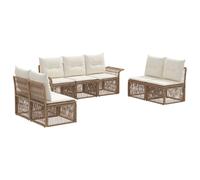 vidaXL Set di 7 divani da giardino beige in rattan artificiale, divano modulare per giardino, resistente alle intemperie, un perfetto spazio relax, mobili in polyrattan, coccole all'aperto