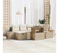 vidaXL Set Divano da Giardino 7 pcs Beige polyrattan