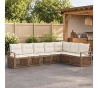 vidaXL Set Divano da Giardino 7 pz Beige polyrattan