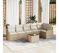 vidaXL Set Divano da Giardino 7 pcs Beige polyrattan