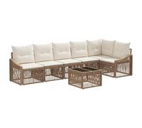 vidaXL Set Divano da Giardino 7 pcs Beige polyrattan, Divano moderno, resistente agli agenti atmosferici, con piedi regolabili, lounge esterna, design modulare