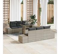 vidaXL Set Divano da Giardino 7 pcs Grigio chiaro 100 x 55 x 73 cm