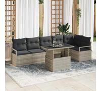 vidaXL Set Divano da Giardino 7 pcs Grigio chiaro Poly Rattan