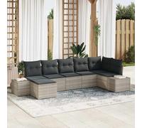 vidaXL Set Divano da Giardino 7 pcs Grigio chiaro polyrattan