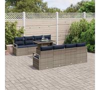 vidaXL Set Divano da Giardino 7 pcs Grigio e Blu Navy polyrattan, Divano modulare moderno per giardino e terrazzo, arredo outdoor resistente, relax confortevole, posti a sedere versatili