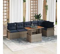 vidaXL Set Divano da Giardino 7 pcs Grigio Poly Rattan, Area esterna comoda, set modulare per giardino, mobili resistenti ai raggi UV, relax assicurato