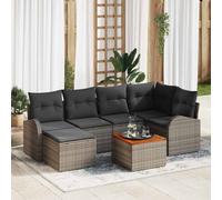 vidaXL Set Divano da Giardino 7 pcs Grigio Poly Rattan