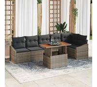 vidaXL Set Divano da Giardino 7 pcs Grigio Poly Rattan