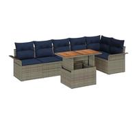 vidaXL Set Divano da Giardino 7 pcs Grigio Poly Rattan, Area esterna comoda, set modulare per giardino, mobili resistenti ai raggi UV, relax assicurato