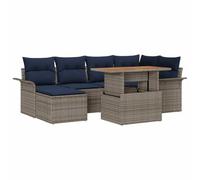 vidaXL Set Divano da Giardino 7 pcs Grigio Poly Rattan, Giardino e terrazza, divano modulare, resistente, materiali UV, relax all'aperto, lounge patio