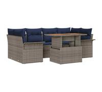 vidaXL Set Divano da Giardino 7 pcs Grigio Poly Rattan, Giardino e terrazzo, set divano moderno, resistente ai raggi UV, perfetto per relax e svago all'aperto
