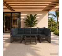 vidaXL Set di divani da giardino, 7 pezzi, grigio polyrattan, divano da giardino moderno, mobili da esterno resistenti alle intemperie, design modulare, comfort per rilassarsi e cenare all'aperto