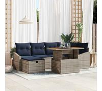 vidaXL Set di divani da giardino, 7 pezzi, grigio polyrattan, mobili da giardino moderno, divano in rattan, mobili da esterno resistenti, leggeri, con vano portaoggetti