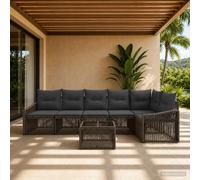 vidaXL Set Divano da Giardino 7 pcs Grigio polyrattan, Divano moderno, resistente agli agenti atmosferici, con piedi regolabili, lounge esterna, design modulare
