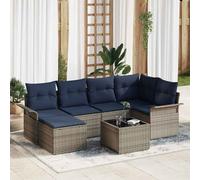 vidaXL Set Divano da Giardino 7 pcs Grigio polyrattan