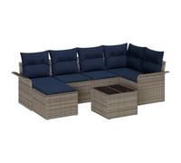 vidaXL Set Divano da Giardino 7 pcs Grigio polyrattan, Mobili da giardino e terrazzo, divano modulare, set lounge elegante, resistente alle intemperie, perfetto per il patio