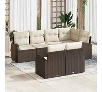 vidaXL Set Divano da Giardino 7 pcs Marrone e bianco Poly Rattan