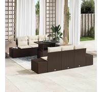 vidaXL Set Divano da Giardino 7 pcs Marrone e crema 100 x 55 x 73 cm
