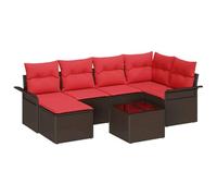 vidaXL Set Divano da Giardino 7 pcs Marrone polyrattan, Mobili da giardino e terrazzo, divano modulare, set lounge elegante, resistente alle intemperie, perfetto per il patio