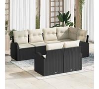vidaXL Set Divano da Giardino 7 pcs Nero e bianco Poly Rattan