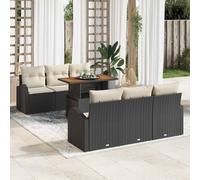 vidaXL Set Divano da Giardino 7 pcs Nero e crema 100 x 55 x 73 cm
