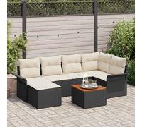 vidaXL Set Divano da Giardino 7 pcs Nero e Crema polyrattan