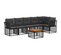 vidaXL Set Divano da Giardino 7 pcs Nero e Grigio scuro polyrattan, Divano modulare moderno, resistente agli agenti atmosferici, con piedi regolabili, arredo da esterno